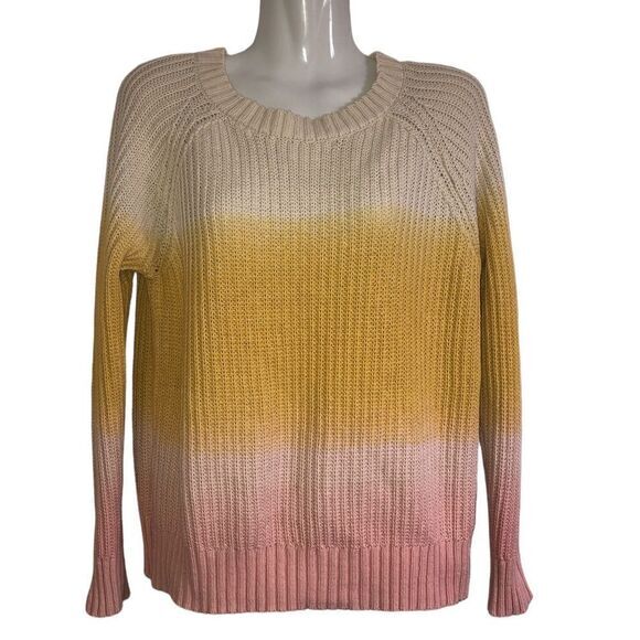 Miami sweater Size Small 100% cotton ombré pullover long sleeve ribbed‎ crewneck - Picture 1 of 4